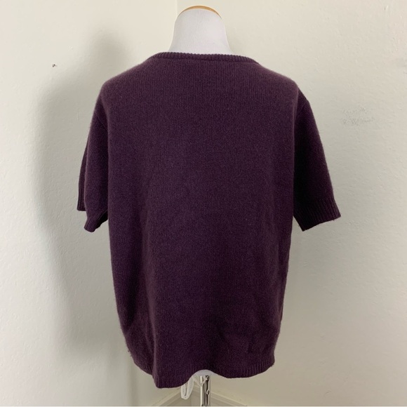 Calypso St Barth 100% Cashmere Knit Sweater Top Women’s M Plum Short Sleeve Soft - Picture 7 of 13